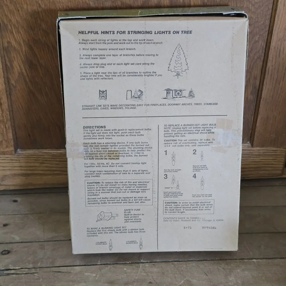 Vintage Sears Christmas Tree Light Set 30 Double Star Reflectors 36